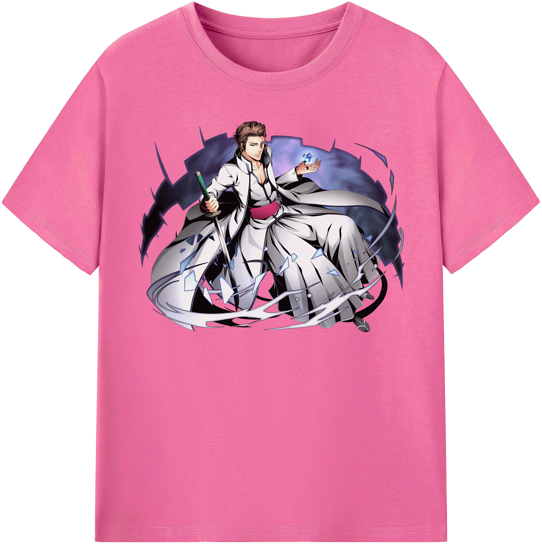 （画像用） ブリーチ 藍染 惣右介（あいぜん そうすけ） BLEACH Aizen Sousuke レディースカジュアルプリントTシャツ（綿100％）